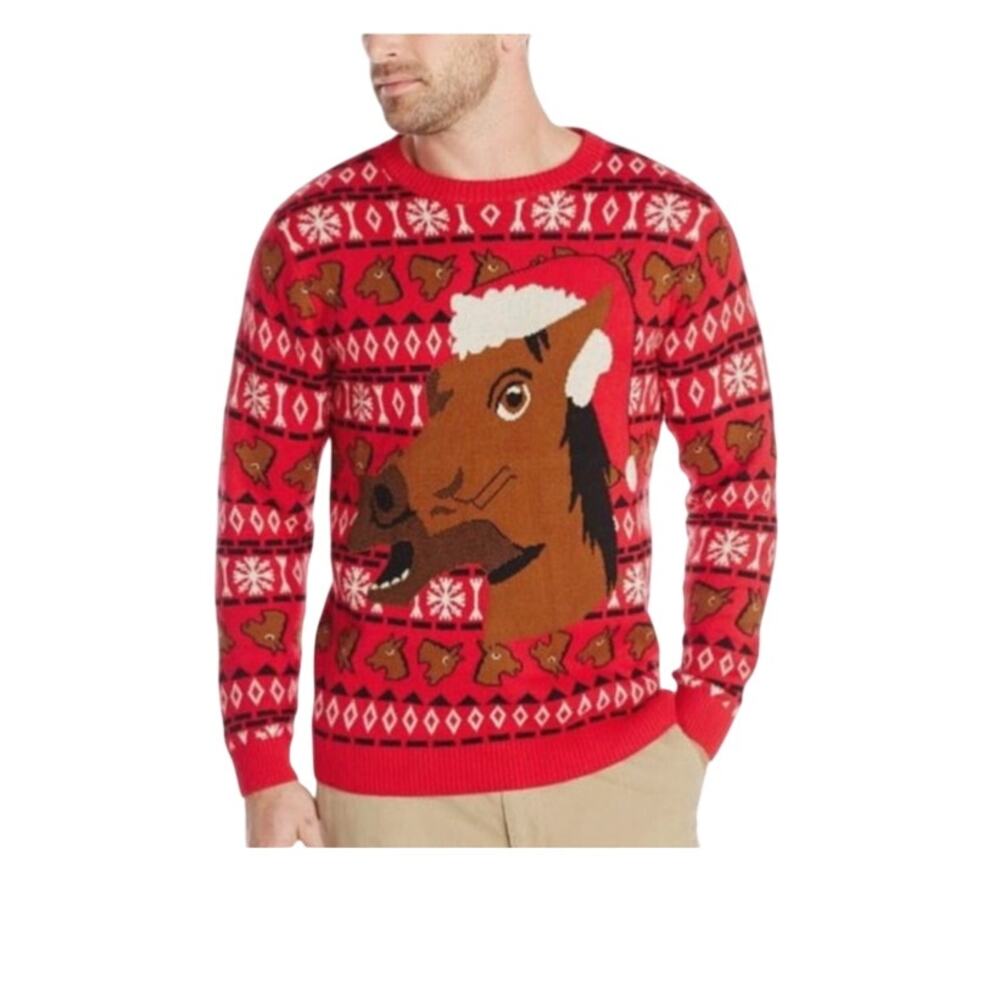 Alex Stevens Horse Ugly Christmas sweater mens xl